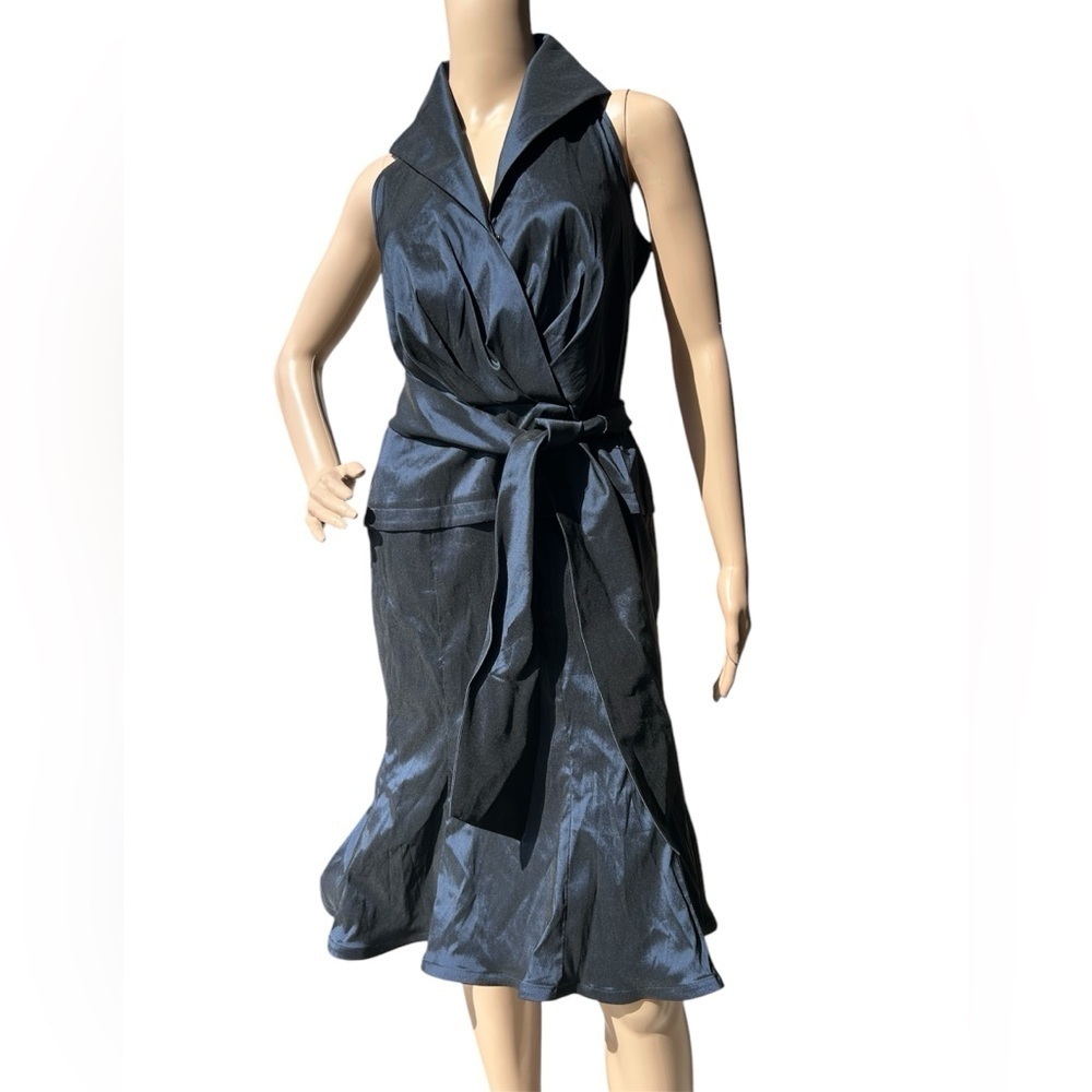 Tadashi Collection Taffeta Navy Blue Cocktail Dress Classy Elegant Formal Women4